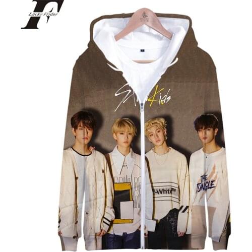 Stray Kids Zipper hooded sweatshirt Women/men Album kpop Yellow Wood StrayKids streetwear streetwear Casual clothes 2019