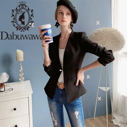 Dabuwawa Single Pearl Button Beaded Blazer Women Slim Fit Long Sleeve Elegant Blazers Jackets Coats Office Lady DN1AJK007