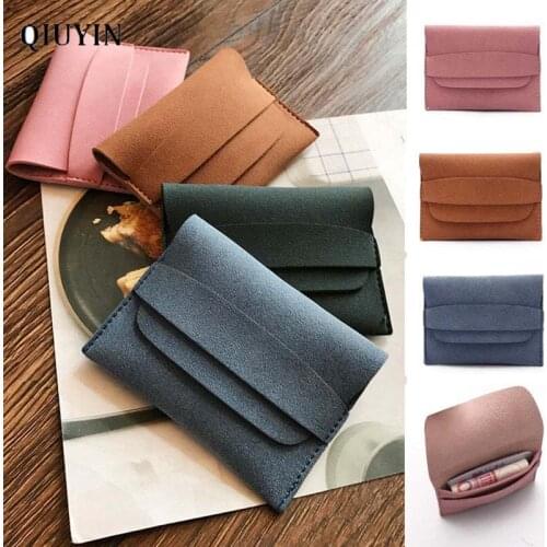 Qiuyin Woman Wallet Vintage Solid Pocket Money Womens/femal Wallet Minnie Money Bag Small and Lightweight Wallet Leather Purse