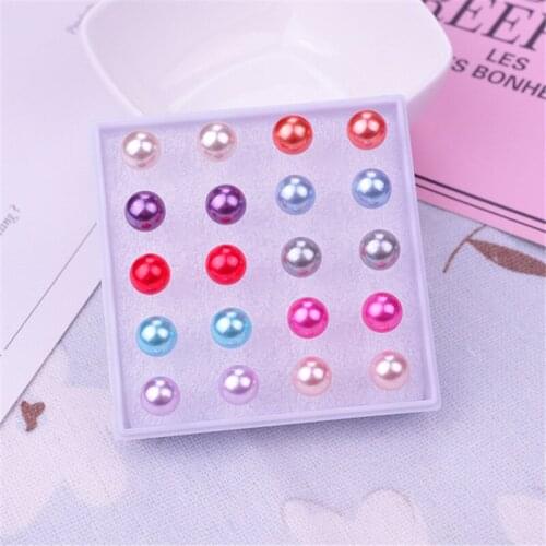 10 pairs White Simulated Pearl Stud Earrings Set For Women Piercing Jewelry Colorful Black Ball Plastic Earrings kit brincos
