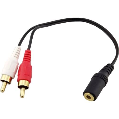 2pcs Gold 3.5mm 1/8" Stereo Female Mini Jack To 2 Male RCA Plug Adapter Audio Y Cable 20cm