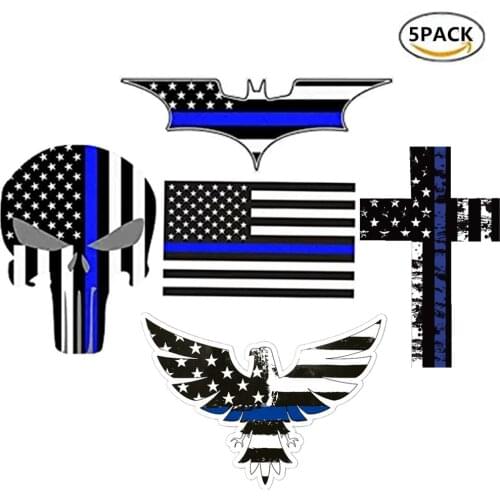 5PCS American Flag Punisher Skull Eagle Cross Decals - Great for Motorcycle Biker Helmet, Laptop, Hard Hat, Car Stickers