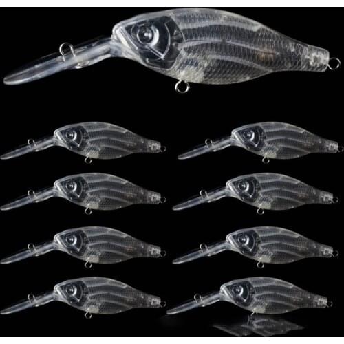 8.9CM 6.61G 20pcs Unpainted Lure diy Fishing Bait Blank Transparent Crankbait Vib Minnow Wobbler Hard Bait Fishing Tackle