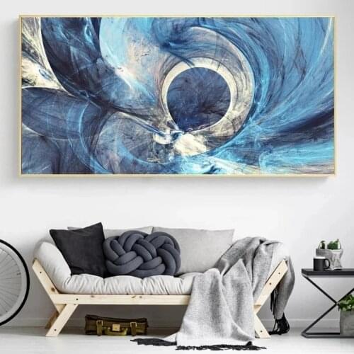 Abstract Creative Blue Lines Pictures Posters Prints Wall Art Modern Painting on Canvas for Living Room Decor No Frame Cuadros