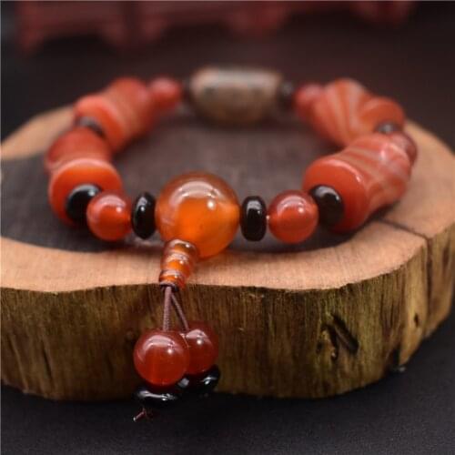 100% natural red agate jade bangle Handcarved jade beads bracelet for women men jade gift beads bracelet bangles 16mm