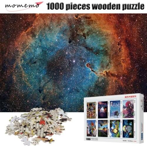 MOMEMO Wooden Puzzle Colorful Starry Sky Puzzles 1000 Pieces for Adult Assembling Jigsaw Puzzle Toys for Children