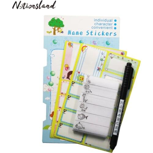 White Name Label Washable Iron on Labels Fabric Tags Marker Set for Child School Clothes Sewing Accessories