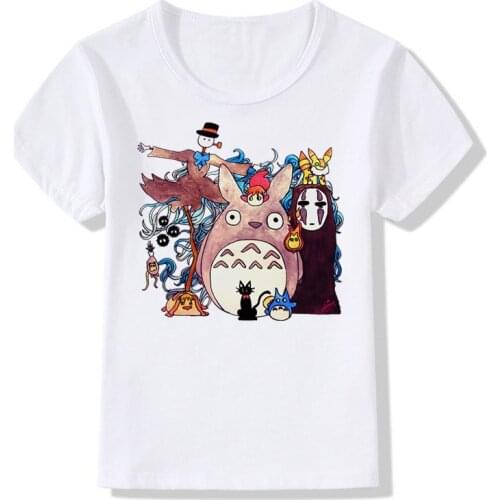 Boy and Girl Print Fashion Spirited Away Totoro T-shirt Children Anime T shirt Kids Tops Baby Casual Clothes