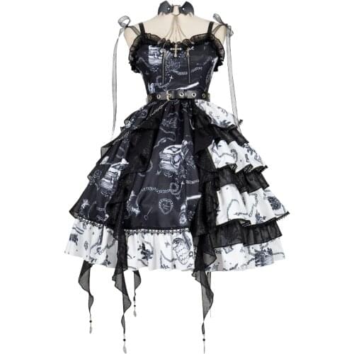Gothic Lolita JSK Dress Black Layered Ruffles Cake Lolita Dress-The Vampire Diaries 11