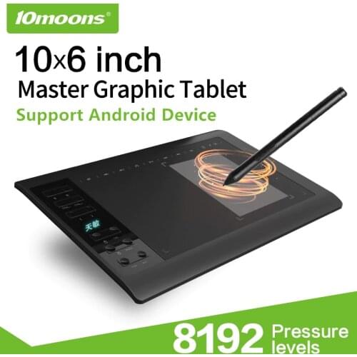 10moons G10 Master Graphic Tablet 8192 Levels Digital Drawing Tablet No need charge Pen Tablet Support Android Phone