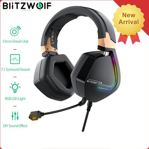 BlitzWolf BW-GH2 Gaming Headphones 7.1 Channel 53mm Driver USB Wired RGB Gamer Headset with Mic for PC for PS3/4 Headphone