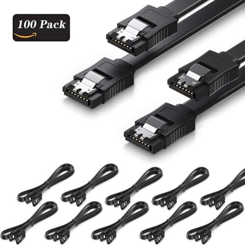 SATA Cable III 100 Pack SATA Cable III 6Gbps Straight HDD SDD Data Cable With Locking Latch 40cm Compatible For SATA CD Driver