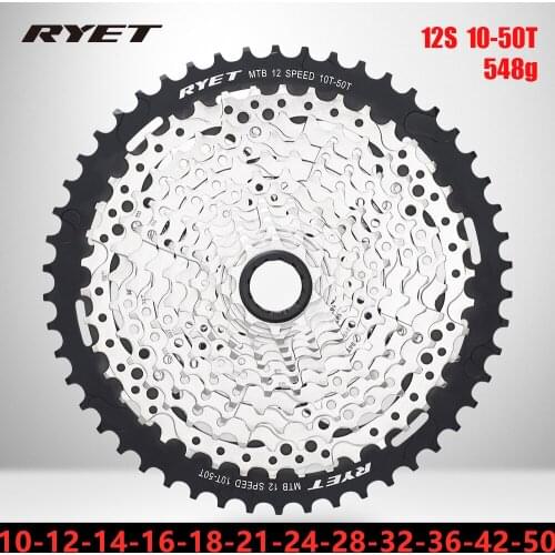 RYET 12 Speed 10-50T Bicycle Cassette 12V Micro spline MTB 554g Ultralight k7 12vCNC Mountain Bike Sprocket for MS Hub