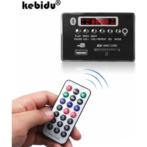 Kebidu MP3 Decoder Board 5/12V 75*50mm Colorful LED Screen Support AUX TF Card USB Bluetooth Module with Remote Control