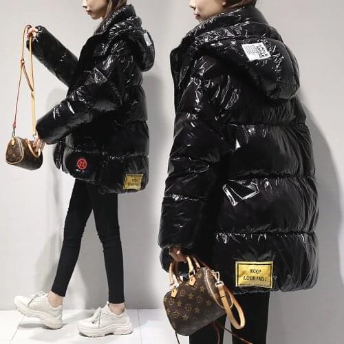 High Quality Glossy Down Parkas Coat Winter Jacket Womens Warm Hooded Down Jacket Red/Black Glossy Winter White Duck Down Coats