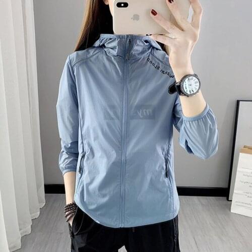 Summer ultra-thin ice silk sunscreen clothing womens cardigan breathable large size sports windbreaker jacket skin clothing