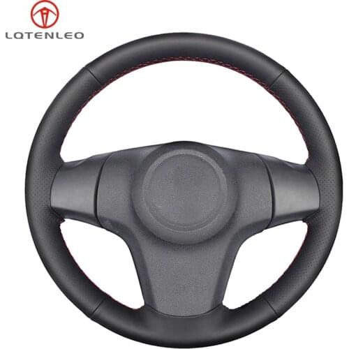 LQTENLEO Black Genuine Leather Car Steering Wheel Cover For Chevrolet Niva 2009-2017 Opel Corsa (D) Vauxhall Corsa (D) 2006-2015