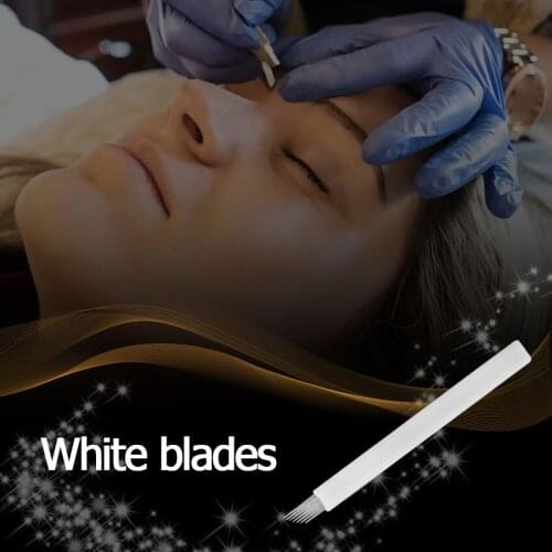 Microblading Needles Permanent Makeup 50Pcs Tattoo Needles for Eyebrow Lip Liner Sterilized Blades for Tattooing 3D Embroidery