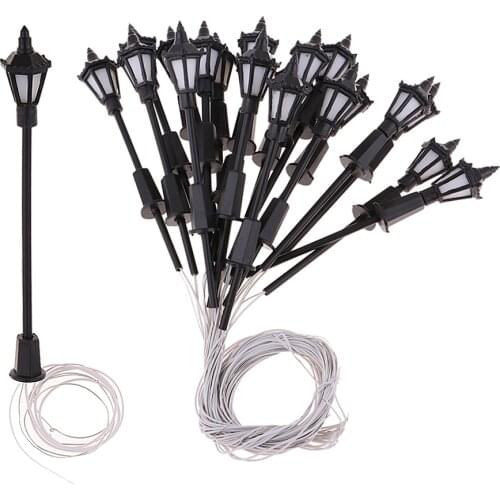 20 Pieces Miniature LED Street Lights 1:100 H0 Scale Lamp Post for Model Park Scenery Garden Landscape Decorations