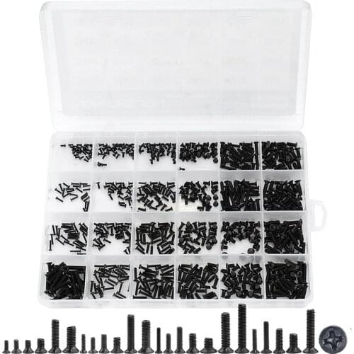 720PCS/Box Countersunk Flat Head Phillips Small Screw Set M1.4 M1.7 M2 M2.5 M3 Carbon Steel Computer Notebook Laptop Screws Kit