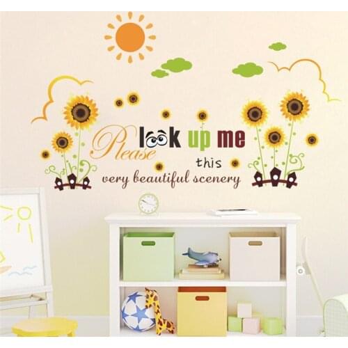 Sun Flower Blossom Wall Stickers Living Room Bedroom Home Decorations Natural Scenery Pastoral Floral Mural Art Diy Wall Decal