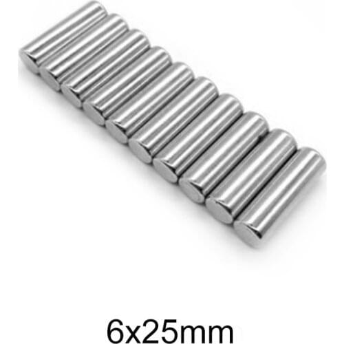 5/10/50PCS 6x25 mm Search MinorMagnet Diameter 6mmx25mm Bulk Small Round Magnet 6x25mm Neodymium Disc Magnet 6*25 mm
