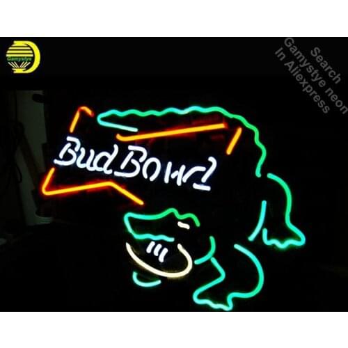 Budweise Bud Bowl Gator Neon Sign neon Light Sign galss tubes Commercial Recreation Warehouse Light Iconic Neon signs for sale