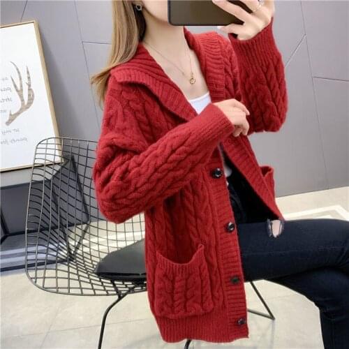 New 2021 Womens Sweaters V-Neck Buttons Cardigans Female Single Breasted Fashionable Knitwears Lady Casual Streetwear Coat H288