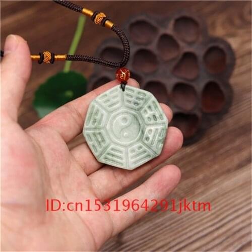 Necklace Accessories White Charm Amulet for Men Women Jewelry Pendant Bagua Jade Taiji Natural Carved Chinese Gifts Fashion