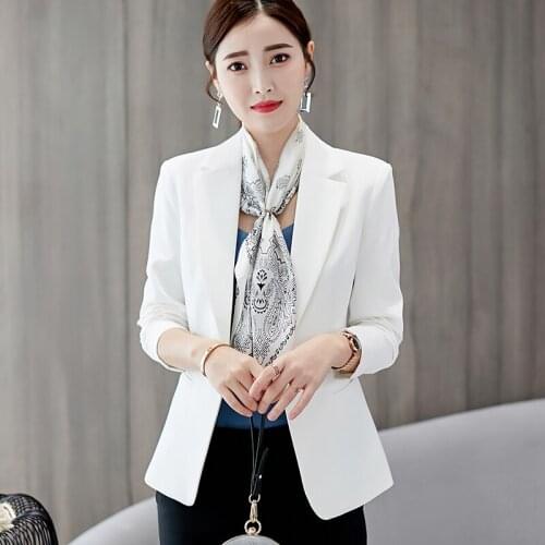 Fashion Design Blazer Jacket Womens Slim Black White Single Button Solid Tops For Office Lady Wear Size XXL Formal Workwear
