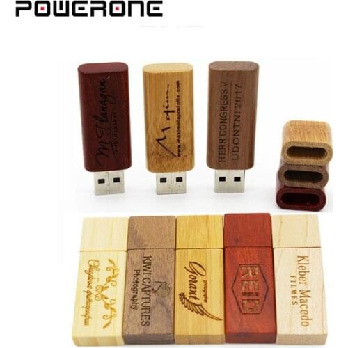 POWERONE (free custom LOGO) Wooden memory Stick bamboo wood usb flash drive pen drive pendrive 4gb 16gb 32GB 64GB wedding gift