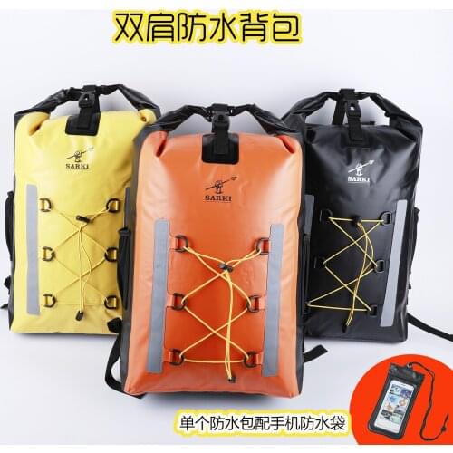 Shoulder dry and wet separation waterproof bag upstream bag drifting bag reflective durable thickened outdoor waterproof bag 30L