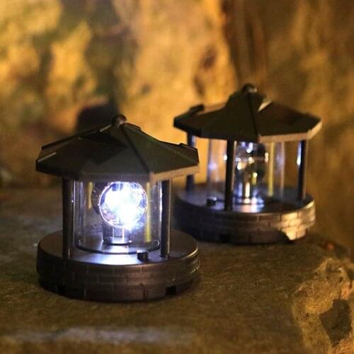 Solar LED Rotating Lighthouse Light Garden Yard Lawn Rotating Beam Sensor Beacon Lamp Lighting For Home Lawn Lamp Lighting