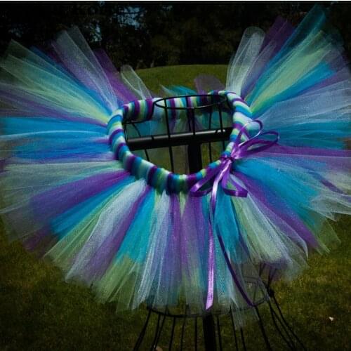 Newborn Baby Girls Peacock Tutu Skirt Ball Gown Tulle Mini Skirt Kids Peacock Halloween Costume Cosplay Party Dance Skirts NK016