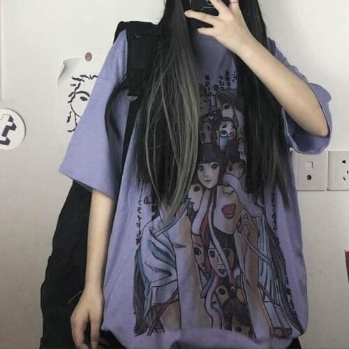 Goth T Shirt for Women Girl Harajuku Tshirt Korean Clothes Graphic Clothing Shirts for Women Kawaii Clothes Polyester