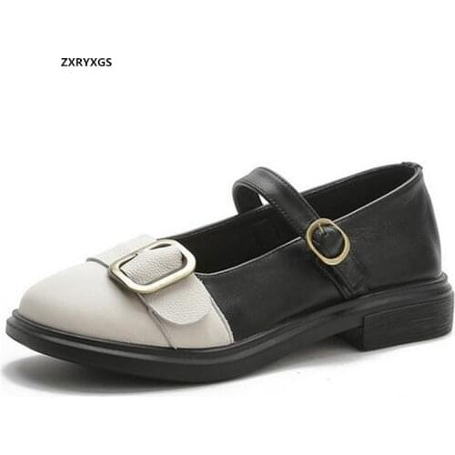 2021 Autumn New Fashion Casual Women Shoes Mixed Colors Full Genuine Leather Shallow Mouth Comfortable Single Shoes Women Flats