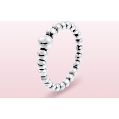 Bewill Free Shipping Real 925 Sterling Silver Ring String Of Beads Ring For Women Wedding Party Gift Fashion Jewelry