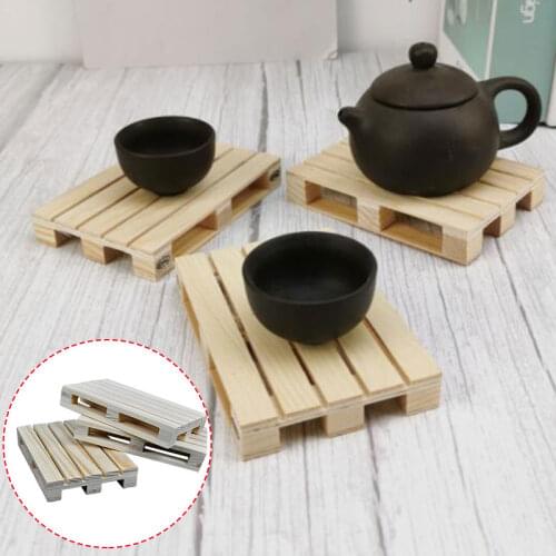 1pc New Rectangular Wooden Small Tray Mini Pallet Beverage Coasters Insulation Pad Cup Coaster Pot Holder Mat 12*8*2CM
