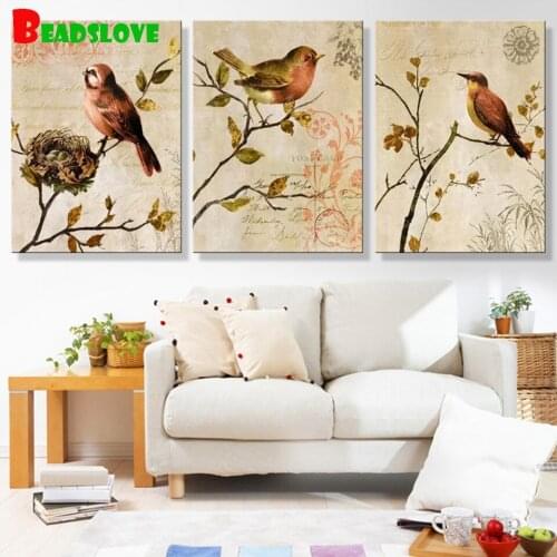 3 piece diamond painting Flowers And Bird full 5d diamond embroidery Painting mosaic pictures diy handmade Crafts puzzle diamond