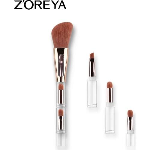 4 In 1 Single Brush Multifunctional Foundation Brush Blush Loose Powder Eye Shadow Brush Portable Makeup Brush Tool TSLM1