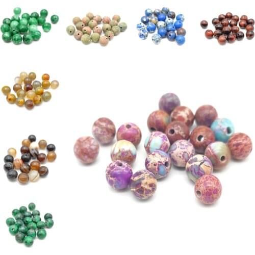 8mm Natural Stone Agates Amazonite Tiger Eye Jaspers 20pcs Loose Spacer Round Beads for Jewelry Making DIY Bracelet Accessories