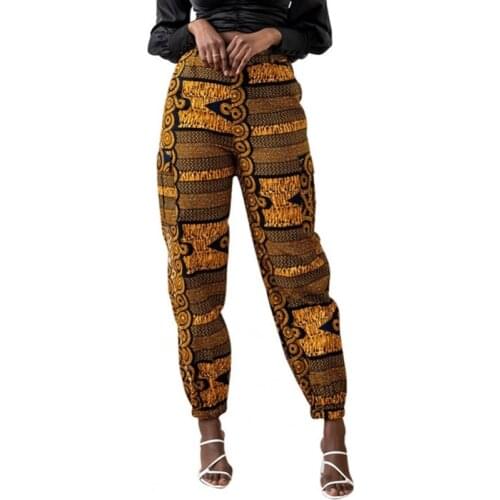 African Pants Clothes For Women High Waist Straight Trousers 2021 Autumn Dashiki Print Pockets Streetwear African Pants Clothing