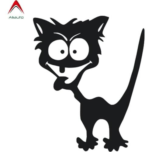 Aliauto Lovely Cartoon Car Sticker Funny Crazy Pet Cat Automobiles Decoration PVC Decal for Mustang Renault Hyundai,13cm*11cm