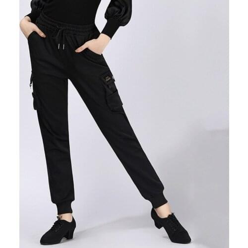 Black Latin Dance Pants For Women Fall Salsa Dance Outfit Ballroom Practice Wear Stage Costume Tango Dance Wear DL7152