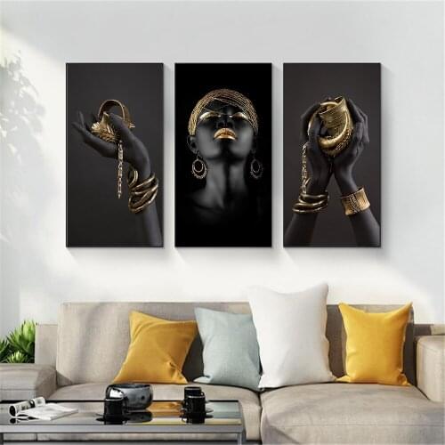 Black Woman Canvas Painting Posters and Prints Scandinavian Wall Art Pictures Living Room Decor Modern Large Paintings No Frame