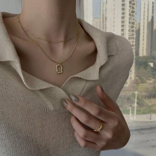 Double Necklace Woman Fashion Minority Clavicle Metal Chain Simplicity Sweater Chain New 2021 Summer Jewelry Accessories