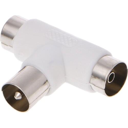 2 Way TV T Splitter Aerial Coaxial Cable Male to 2x Female Connectors Adapter