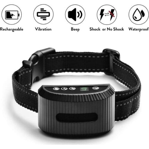 Electric Dog Training Collar Vibration Anti-Bark Control USB Rechargeable Remote Waterproof Collar For Dogs Stop Barking Control
