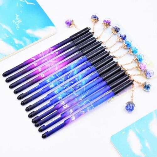 Gel Pen 0.5 Starry Sky Pens Kawaii Constellation Glass Ball Pendant Neutral Pens For School Writing Girls Gift Chancery Escolar