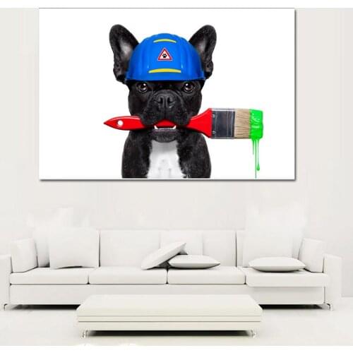 Painter Boston Terrier Dog Oil Painting Decorative Painting Canvas Cuadros Decoracion Dormitorio Home Decor Posters and Prints